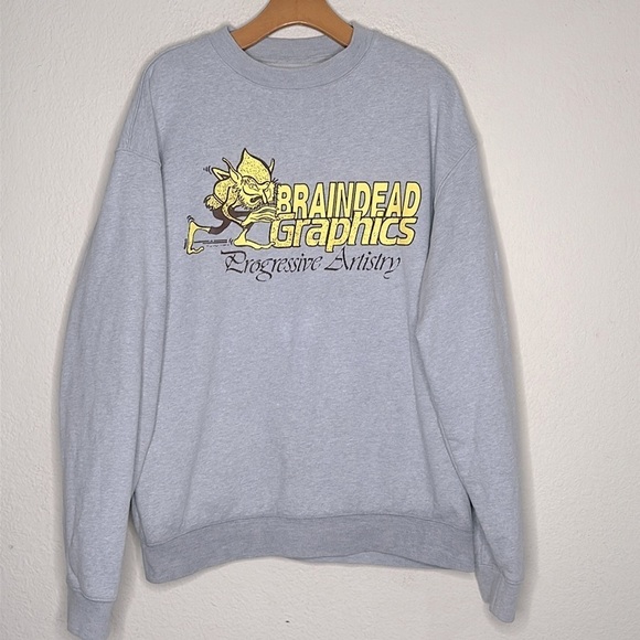 Brain Dead PROGRESSIVE ARTISTRY CREWNECK SWEATSHIRT - HEATHER GREY Size M - Picture 4 of 8